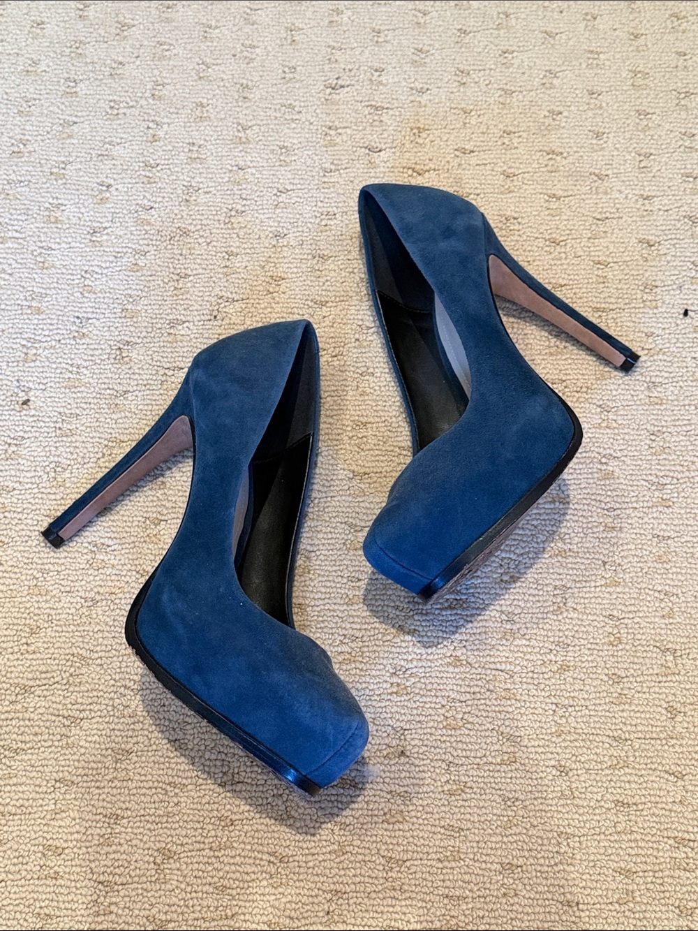 Pour La Victoire Navy Suede Platform Stiletto Pumps